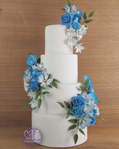 Bolo Branco e Azul cod4-76